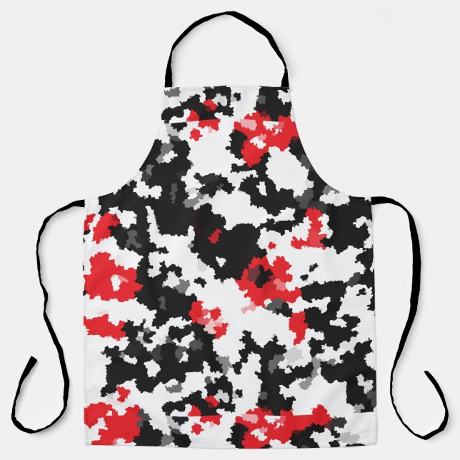 Red Black White Irregular Abstract Design  Apron (Front)
