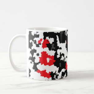 Red Black White Irregular Abstract Design  Coffee Mug