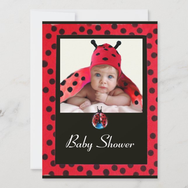 RED BLACK WHITE LADYBUG Monogram Photo Template (Front)