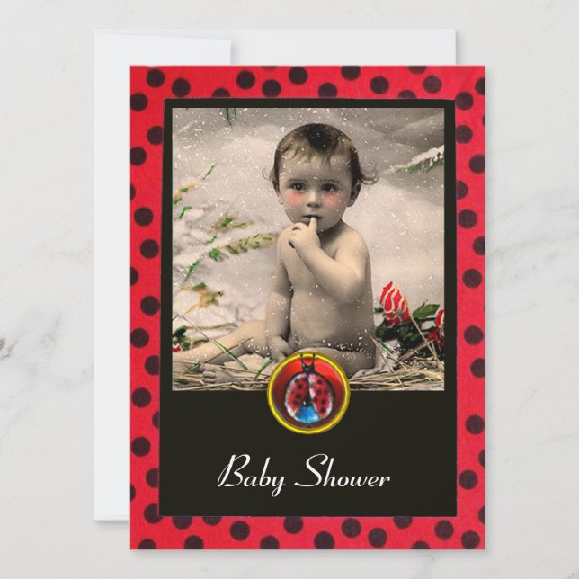 RED BLACK WHITE LADYBUG Monogram Photo Template (Front)