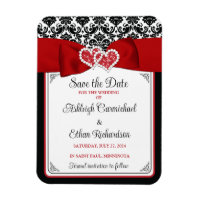Red, Black, White Love Hearts Photo Save the Date