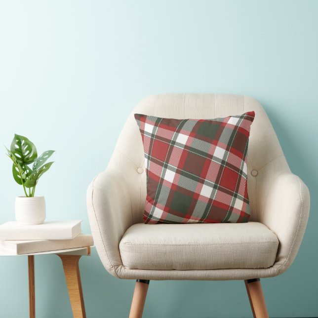 Red Black White Madras Plaid Pattern Cushion (Chair)