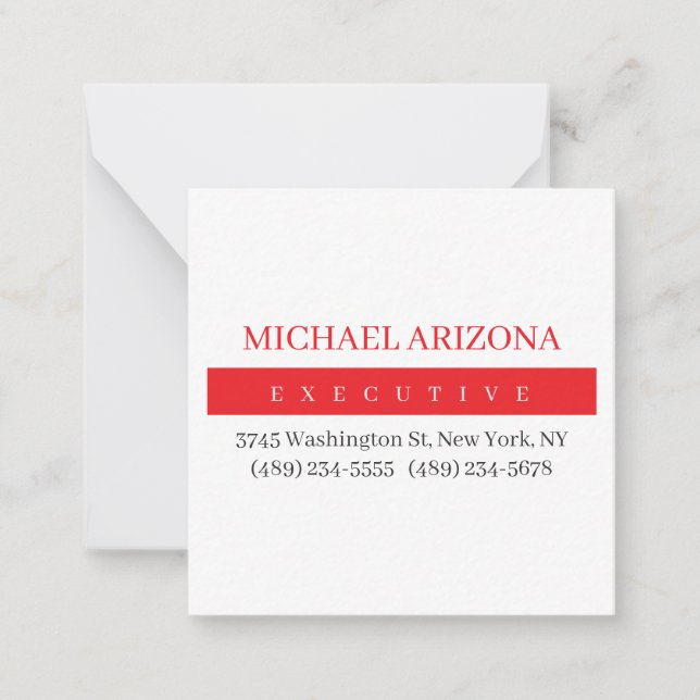 Red Black & White Minimalist Simple Plain Modern Card (Front)