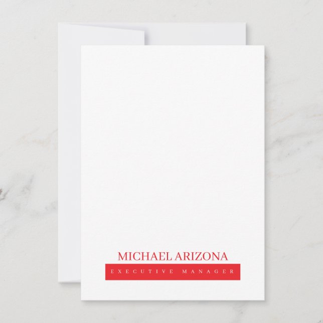 Red Black & White Minimalist Simple Plain Modern Card (Front)
