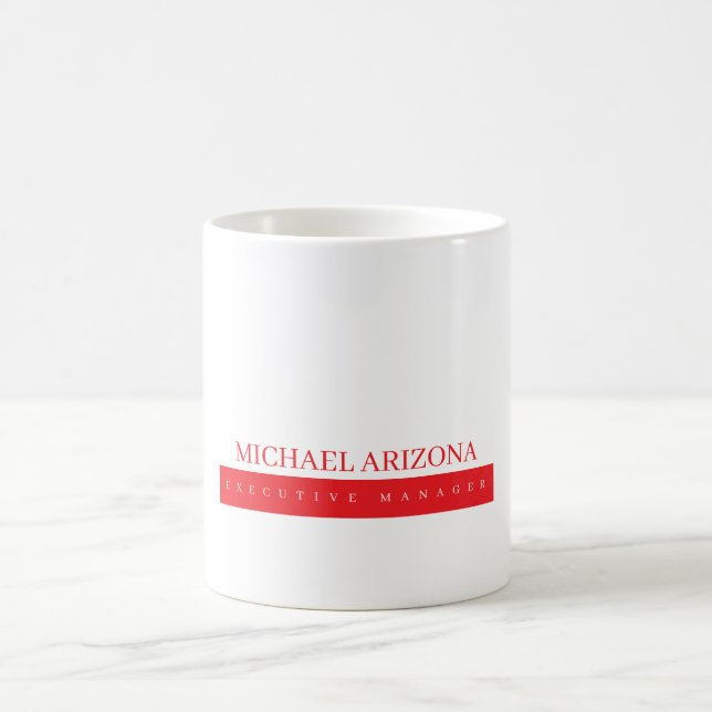 Red Black & White Minimalist Simple Plain Modern Coffee Mug (Center)