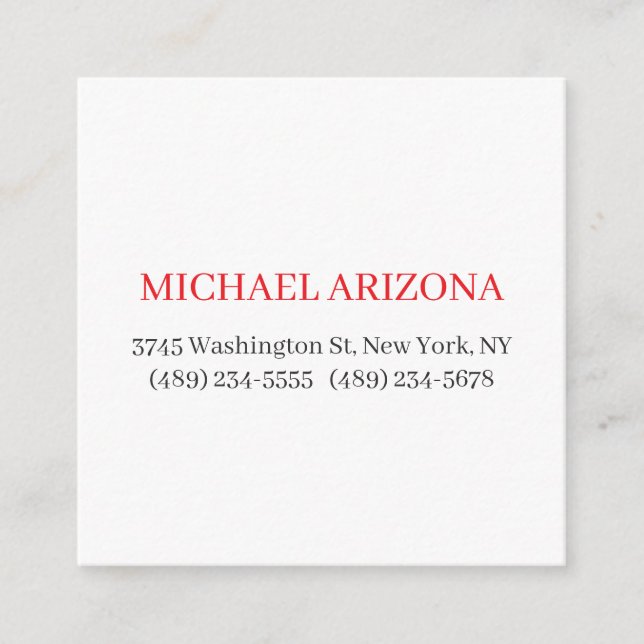 Red Black & White Minimalist Simple Plain Modern Enclosure Card (Front)