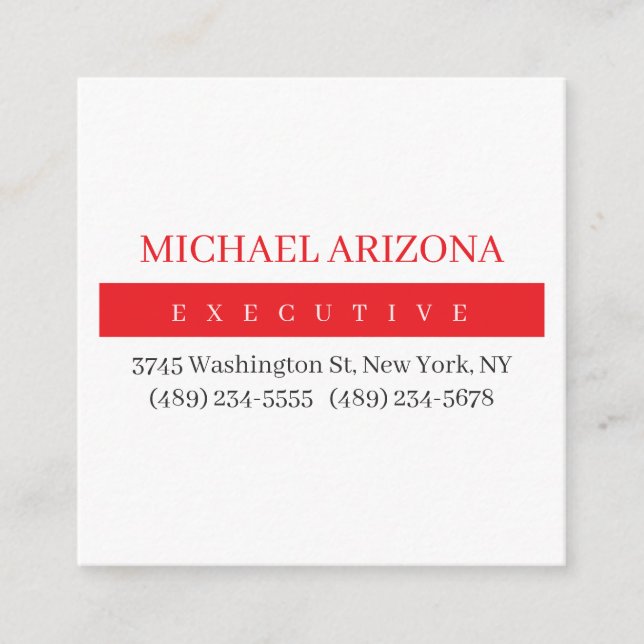 Red Black & White Minimalist Simple Plain Modern Enclosure Card (Front)