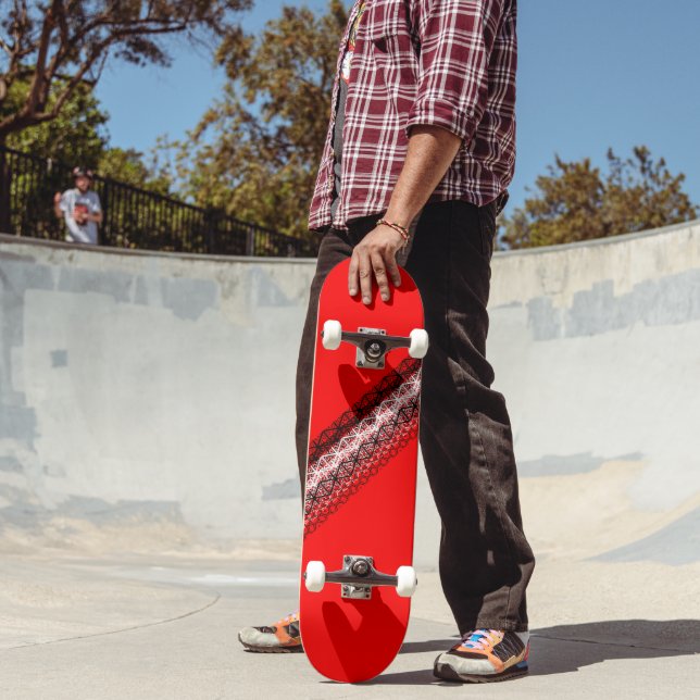 Red Black White Modern Funky 4Jess Skateboard (Outdoor 2)