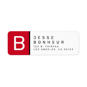 Red Black & White   Modern Return Address Label