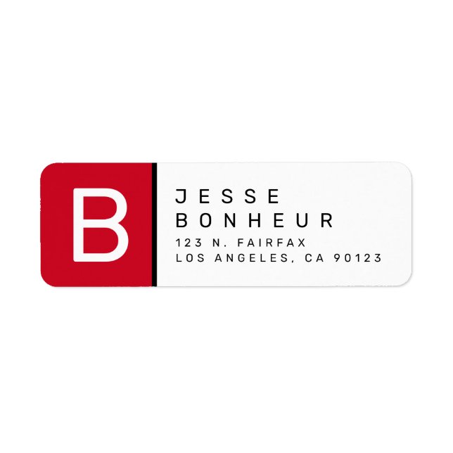 Red Black & White | Modern Return Address Return Address Label (Front)