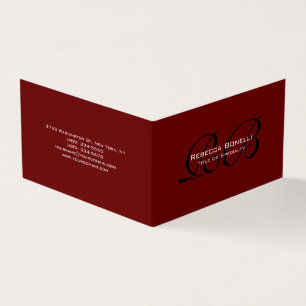 Red Black White Monogram Minimalist Plain Business Card