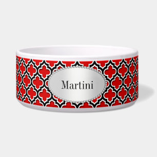 Red Black White Moroccan Quatrefoil Pattern #5DS