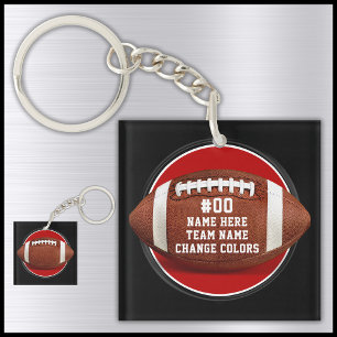 Red, Black, White, Personalised Football Keychains