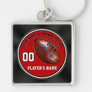 Red Black White Personalized Senior Football Gifts Key Ring