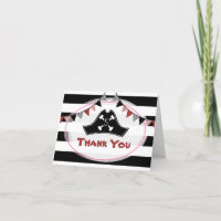 Red Black + White Pirate Birthday Thank You