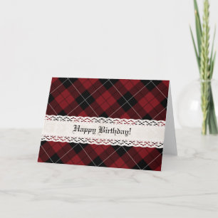 Red Black White Plaid Diagonal Card
