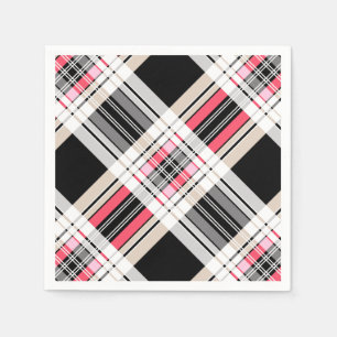 Red black white plaid napkin