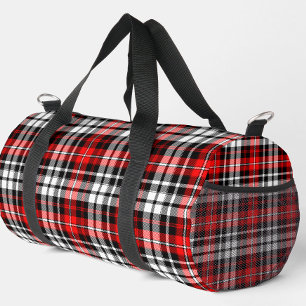 Red Black White Plaid Tartan Pattern Design Duffle Bag
