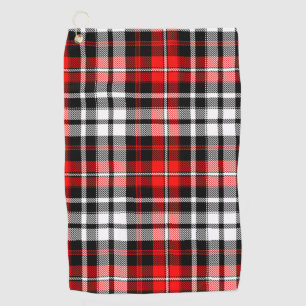 Red Black White Plaid Tartan Pattern Design Golf Towel