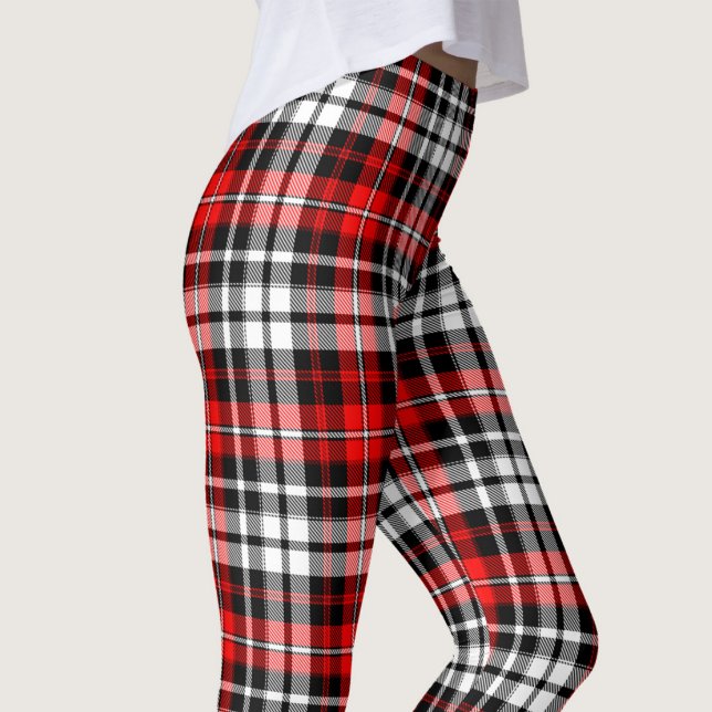 Red Black White Plaid Tartan Pattern Design  Leggings (Creator Uploaded)