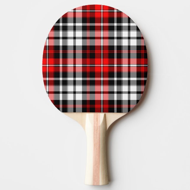Red Black White Plaid Tartan Pattern Design  Ping Pong Paddle (Front)