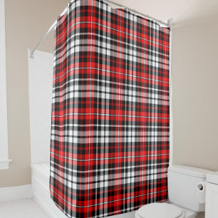 Red Black White Plaid Tartan Pattern Design  Shower Curtain
