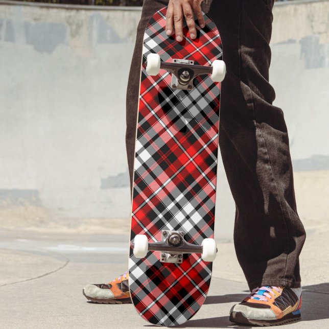 Red Black White Plaid Tartan Pattern Design  Skateboard (Creator Uploaded)