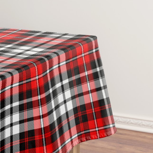 Red Black White Plaid Tartan Pattern Design  Tablecloth (Creator Uploaded)