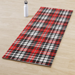Red Black White Plaid Tartan Pattern Design Yoga Mat