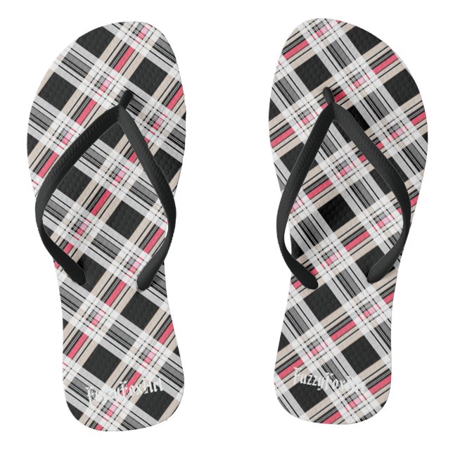 Red black white plaid thongs (Footbed)