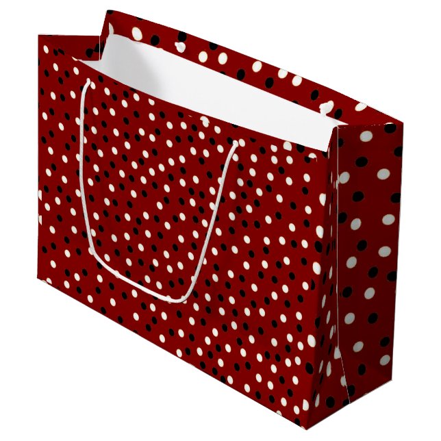 Red/Black/White Poke A Dot Design Large Gift Bag (Front Angled)