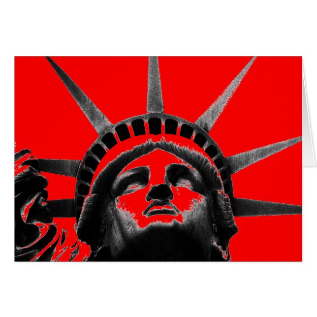 Red Black & White Pop Art Statue of Liberty Card (Front Horizontal)