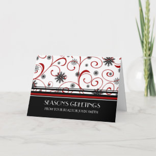 Red Black White Real Estate Season's Greetings Holiday Card