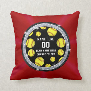 Red Black White Senior Gifts for Softball Players Cushion