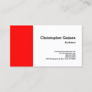 Red Black White Simple Plain Architect Classical Business Card