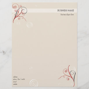 Red Black White Spirals Letterhead Design