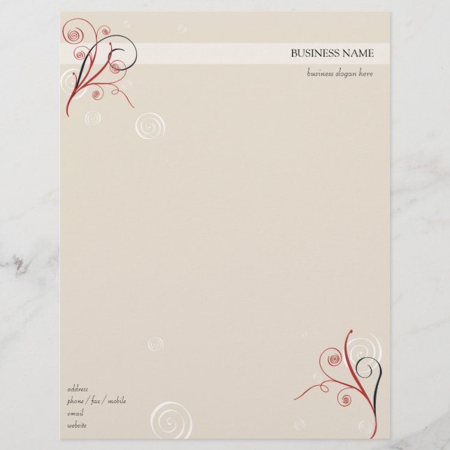Red Black White Spirals Letterhead Design (Front)