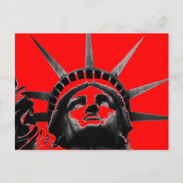 Red Black White Statue of Liberty Pop Art Postcard (Front)
