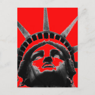 Red Black White Statue of Liberty Pop Art Postcard