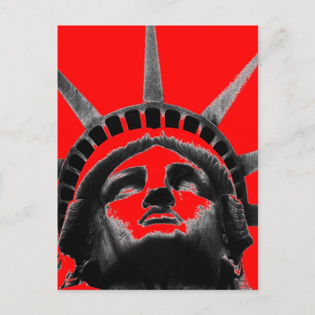 Red Black White Statue of Liberty Pop Art Postcard (Front)