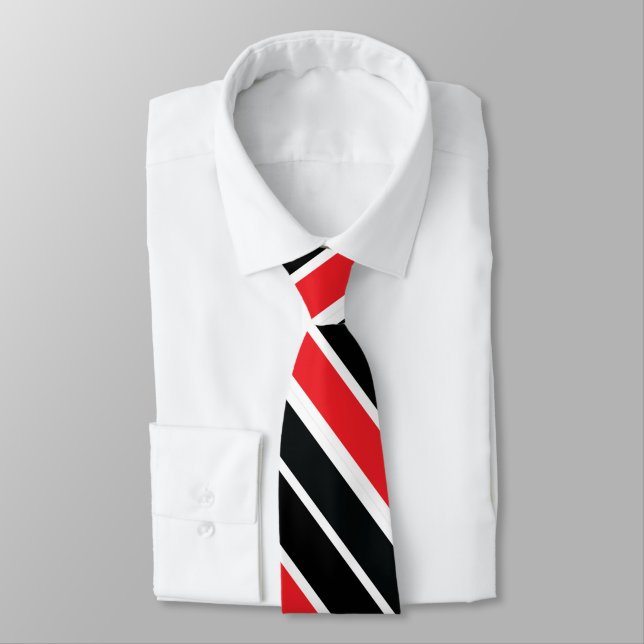 Red Black & White Striped Tie (Tied)