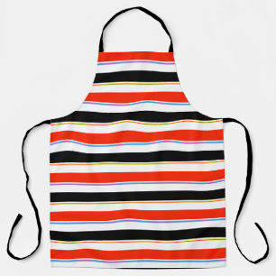 Red Black White Stripes Lines Pattern Design Apron
