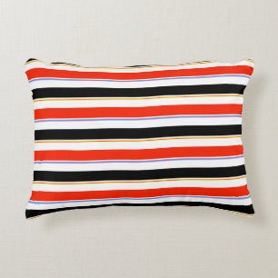 Red Black White Stripes Lines Pattern Design Decorative Cushion