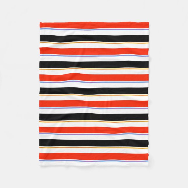 Red Black White Stripes Lines Pattern Design Fleece Blanket (Front)