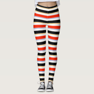 Red Black White Stripes Lines Pattern Design Leggings