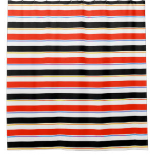 Red Black White Stripes Lines Pattern Design Shower Curtain