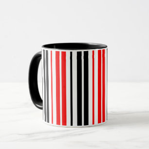 Red Black White Stripes Pattern Design  Mug