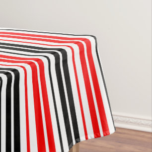 Red Black White Stripes Pattern Design  Tablecloth