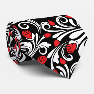 red black white swirl pattern tie