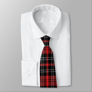 Red Black White Tartan Buffalo Plaid Men's Tie